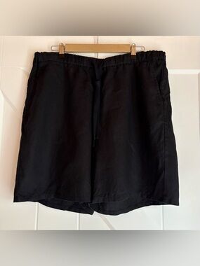 Eileen Fisher Black Linen Shorts Flat-Front Relaxed XL/1X